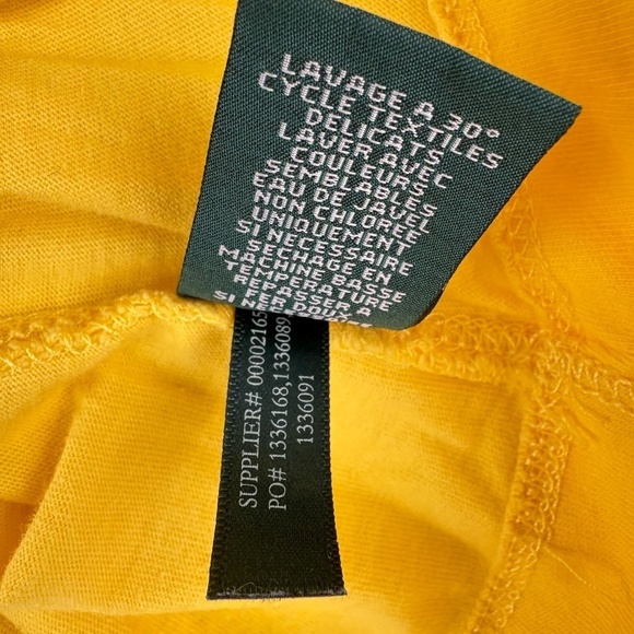 LRL Lauren Ralph Lauren Long Sleeve V-Neck Yellow Cotton Shirt Size Medium - Picture 9 of 10